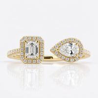 Emerald and Pear Cut Lab Grown Diamond Engagement Ring
