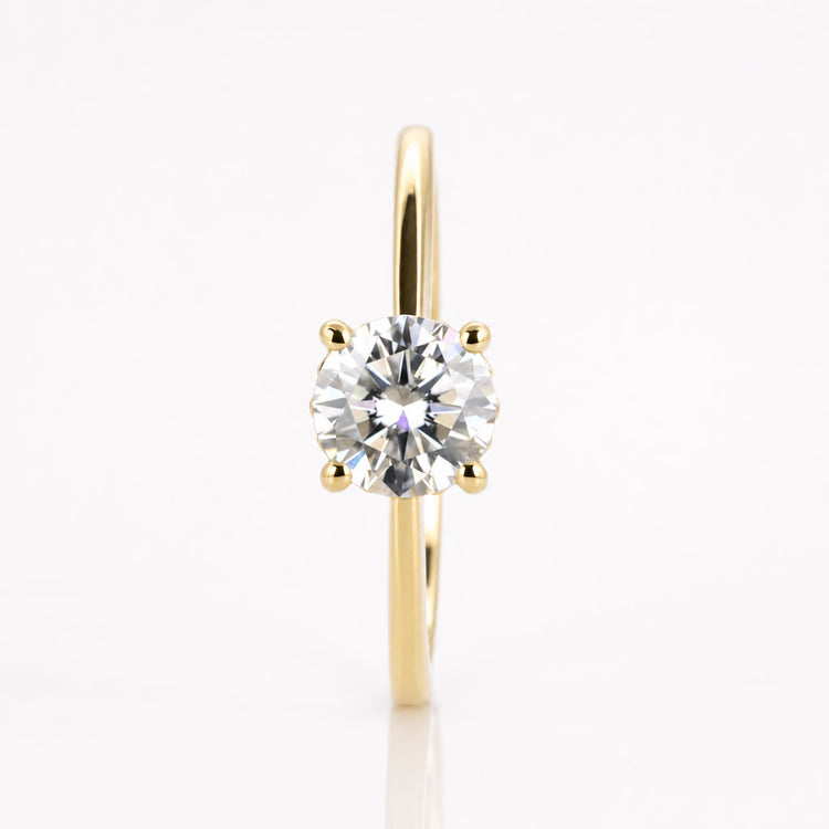 Round Lab-Grown Diamond Cathedral Four Prong Solitaire Engagement Ring