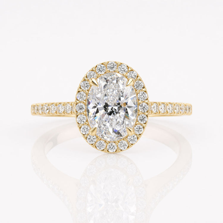 Oval Engagement Ring, E/VS1 Lab Created Diamond Halo Engagement Ring, IGI Certified Lab Diamond Ring