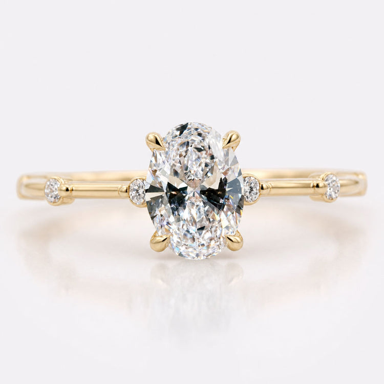 Oval Cut Lab-Grown Diamond Distance Pavé Band Ring 1 CT