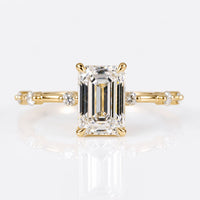Distance Pave Set Lab Created Diamond Ring, 1.71 F/VS Emerald Cut Engagement Ring, IGI Certified Lab Diamond Ring