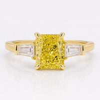 Radiant Cut Fancy Yellow Lab-Grown Diamond Three Stone Ring 2 CT