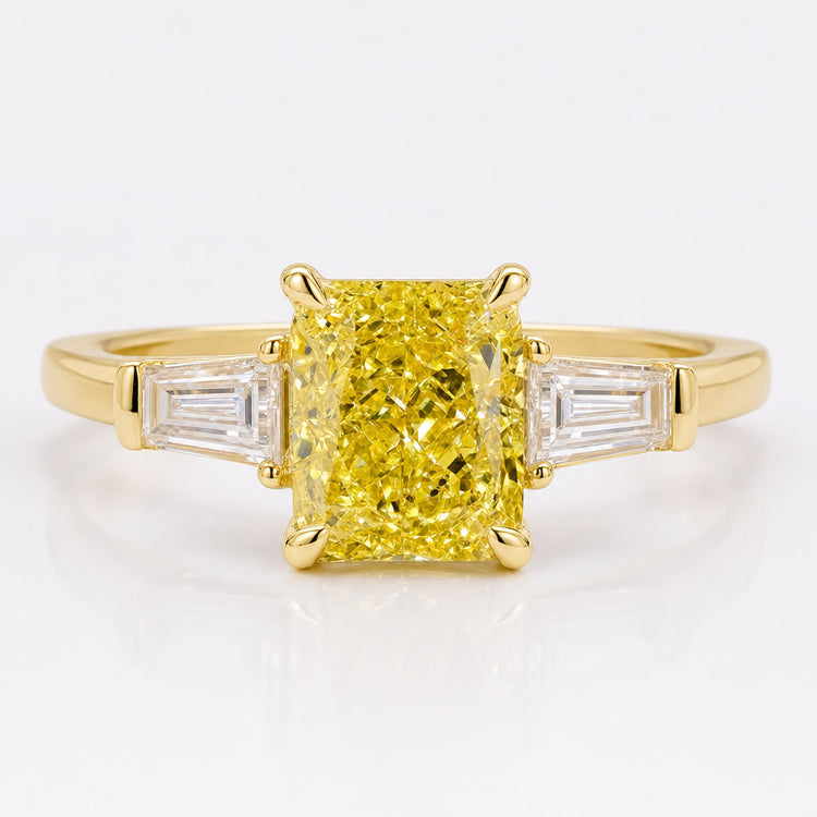 Radiant Cut Fancy Yellow Lab-Grown Diamond Three Stone Ring 2 CT