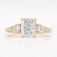 2.01 CT Elongated Cushion Lab Grown Diamond Three Stone Ring, IGI Certified