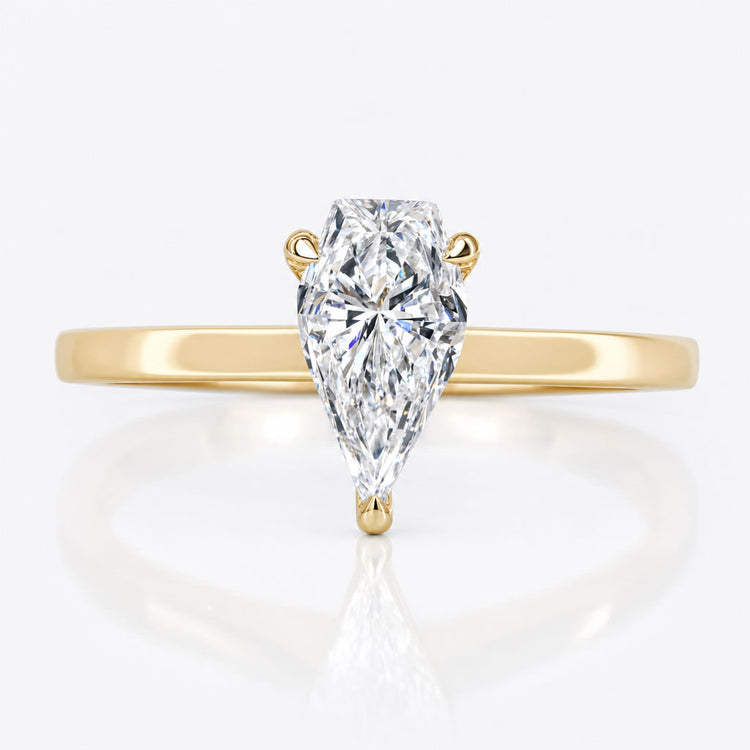 Spear Cut Lab-Grown Diamond Two Tone Solitaire Ring 1 CT