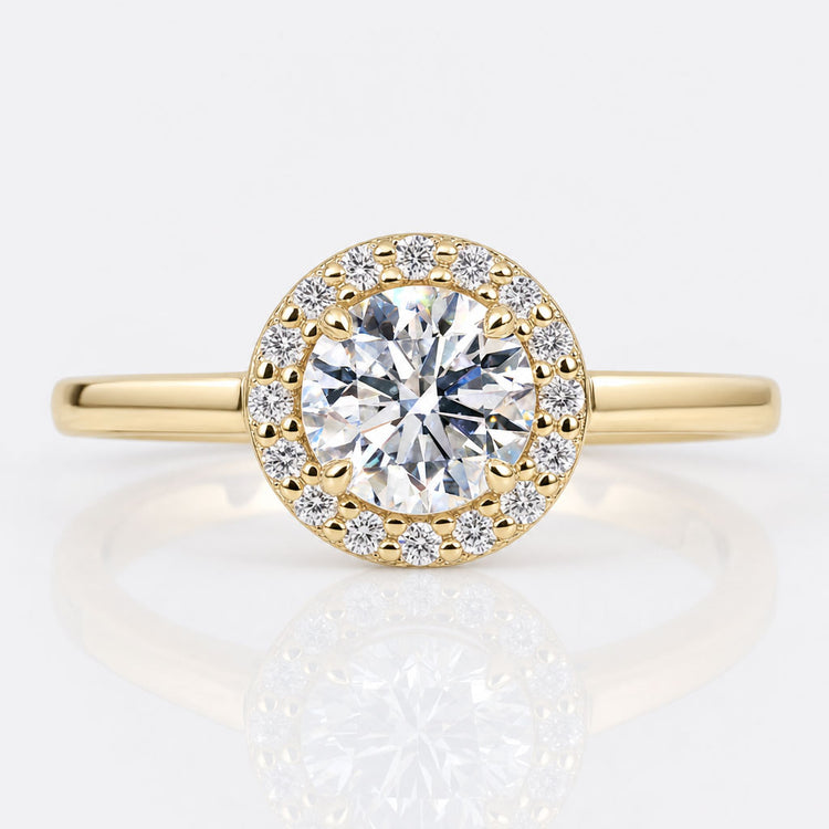 0.82 CT Round Cut Halo Lab-Grown Diamond Ring