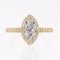 Marquise Cut Lab-Grown Diamond Cathedral Set Halo Pavé Band Ring 1 – 2 CT