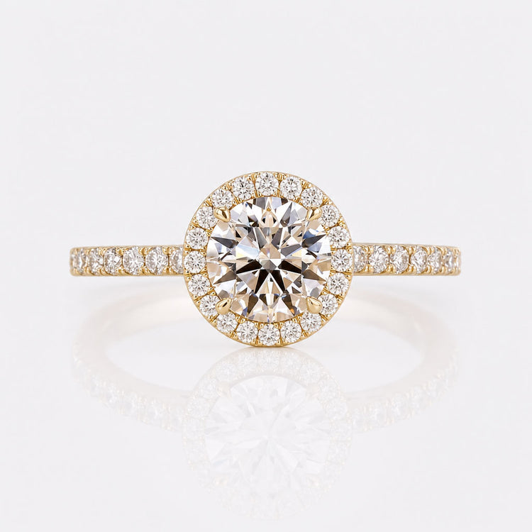 0.85 CT Round Cut Halo Lab-Grown Diamond Ring