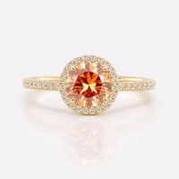 Pink Lab Grown Diamond Ring, 0.81 CT Round Pink Lab Grown Diamond Engagement Ring
