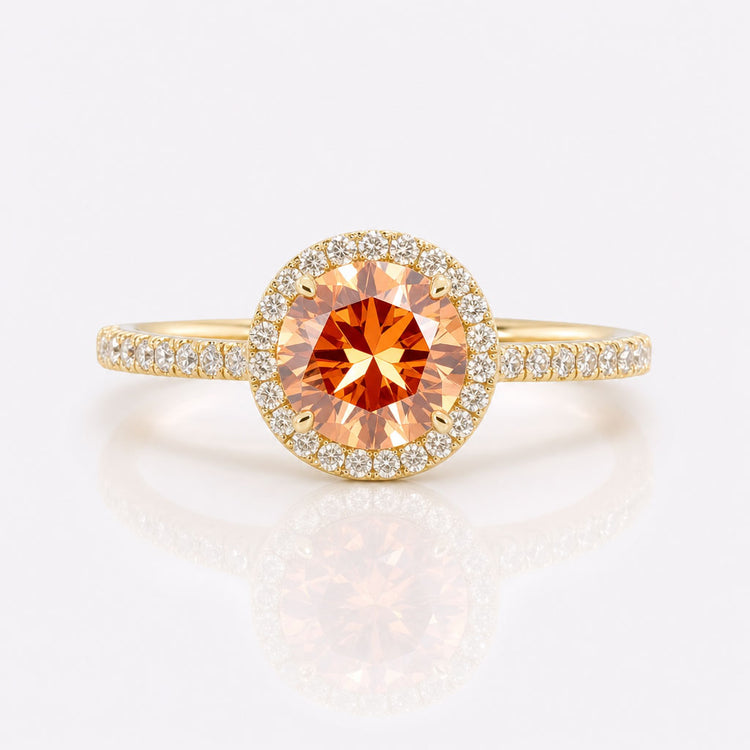 Pink Lab Grown Diamond Ring, 0.81 CT Round Pink Lab Grown Diamond Engagement Ring
