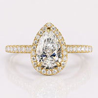 1 carat Pear Shaped Diamond Ring, Pear Lab Grown Diamond Halo Engagement Ring