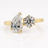 Toi Et Moi Ring, 1.59 TW Pear and Round Cut Lab Grown Diamond Engagement Ring