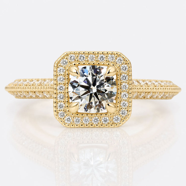 0.50 CT Round Cut Vintage Halo Lab-Grown Diamond Ring