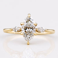 Three Stone Engagement Ring, 1 CT Marquise Cut Lab Grown Diamond Ring