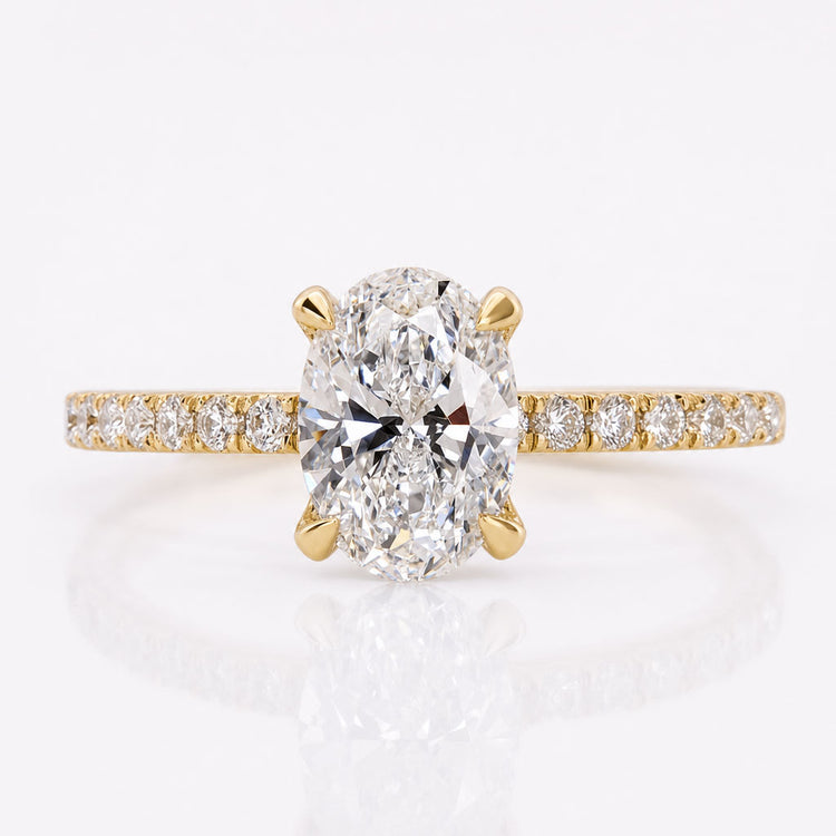 Oval Lab-Grown Diamond Pavé Engagement Ring 1.13 CT
