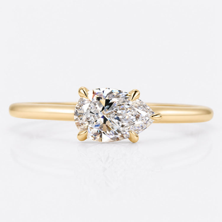 0.75 CT Pear Cut Lab Grown Diamond East to West Set Ring