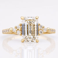 Emerald Cut Lab-Grown Diamond Trellis Basket Setting Pavé Ring 1.8 CT