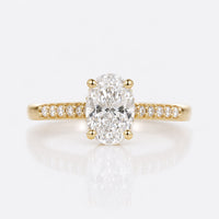 1.0 CT Oval Cut Lab Grown Diamond Hidden Halo Engagement Ring