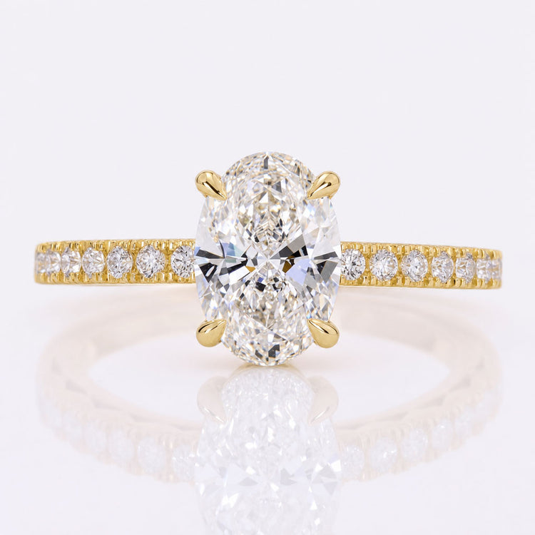 Oval Cut Lab-Grown Diamond Hidden Halo Pavé Ring 0.5 - 2 CT