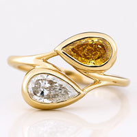 Pear Cut Intense Yellow & D Colour Lab-Grown Diamond Toi Et Moi Ring 1.4 TCW