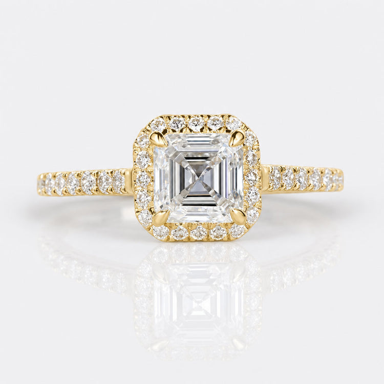 Asscher Cut Lab-Grown Diamond Halo Engagement Ring 1.4 CT
