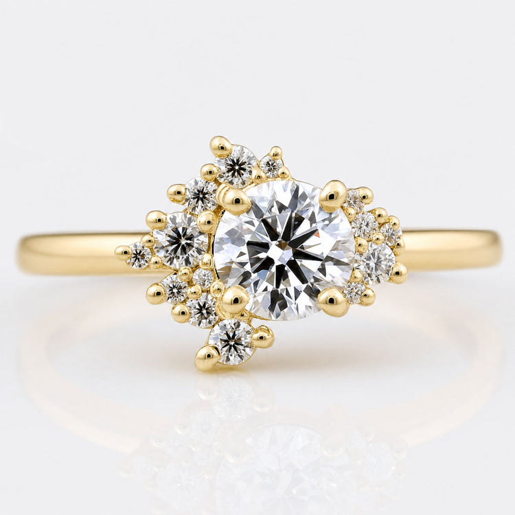 Round Cut Lab-Grown Diamond Cluster Side Stone Ring 0.7 CT