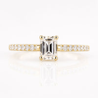 Emerald Cut Lab-Grown Diamond Pavé Ring 0.5 CT