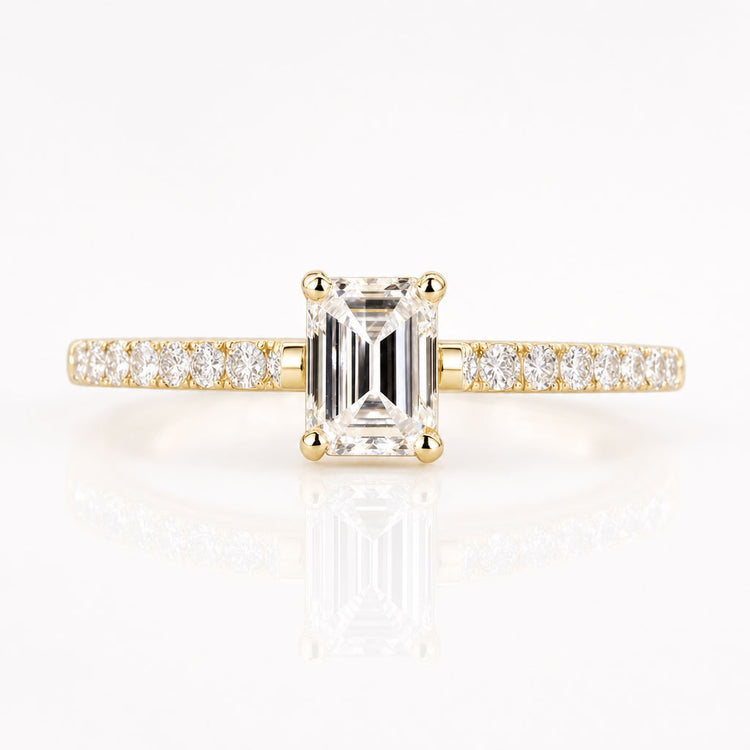 Emerald Cut Lab-Grown Diamond Pavé Ring 0.5 CT