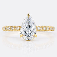 Pear Cut Blue Lab-Grown Diamond Pavé Ring 1 CT