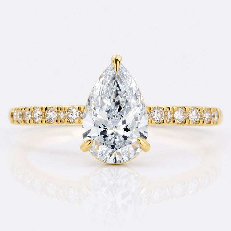 Pear Cut Blue Lab-Grown Diamond Pavé Ring 1 CT
