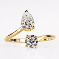 Pear and Round Cut Lab-Grown Diamond Toi Et Moi Ring 1.2 TCW