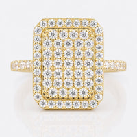 Round Cut Lab-Grown Diamond Cluster Setting Radiant Outline Pavé Ring 1.1 TCW
