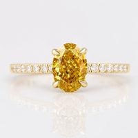 Oval Cut Yellow Lab-Grown Diamond Pavé Ring 1.1 CT