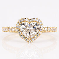 Heart Cut Lab-Grown Diamond Halo Pavé Ring 1 CT
