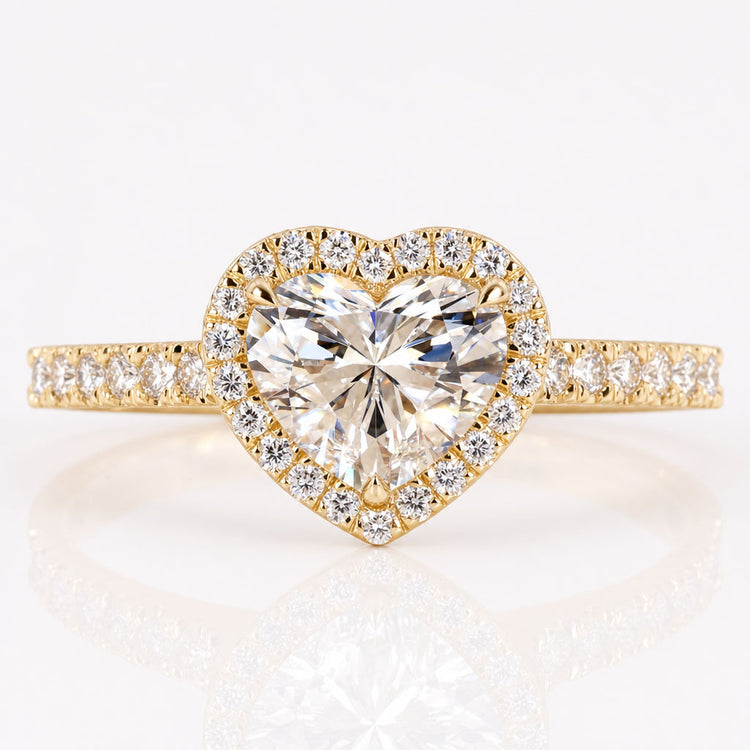 Heart Cut Lab-Grown Diamond Halo Pavé Ring 1 CT