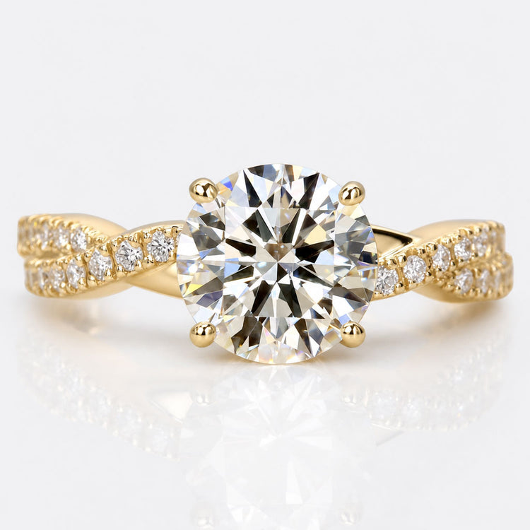 Round Brilliant Cut Lab-Grown Diamond Twisted Pavé Shank Ring 1.5 CT
