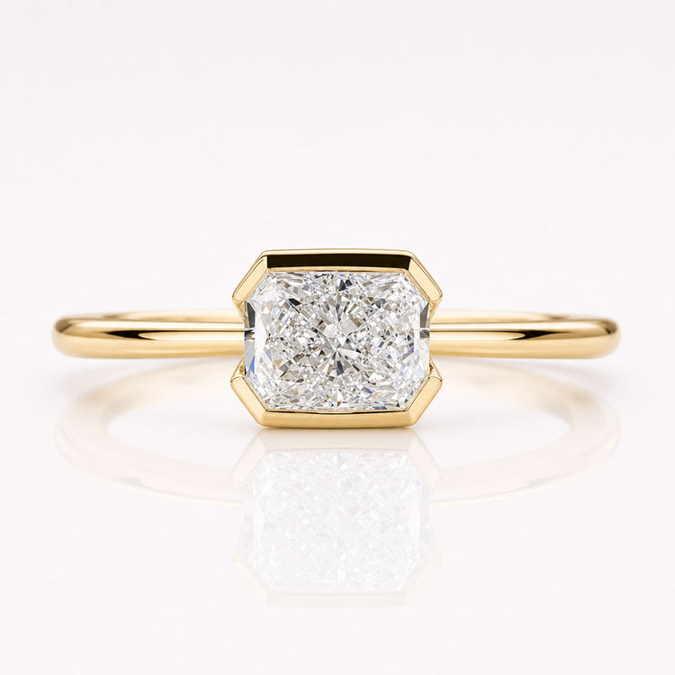 Radiant Cut Lab-Grown Diamond East-West Half Bezel Solitaire Ring 1 CT