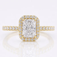 Radiant Cut Lab-Grown Diamond Halo Pavé Ring 1 CT