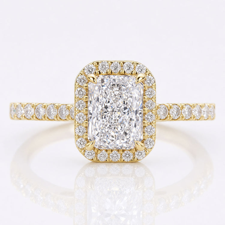 Radiant Cut Lab-Grown Diamond Halo Pavé Ring 1 CT