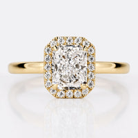Radiant Cut Lab-Grown Diamond Pavé Halo Ring 1 CT