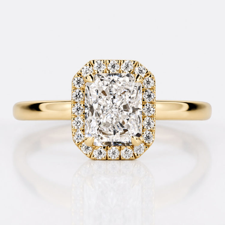 Radiant Cut Lab-Grown Diamond Pavé Halo Ring 1 CT