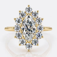 Marquise Cut Lab-Grown Diamond Cluster Halo Engagement Ring 1.5 CT