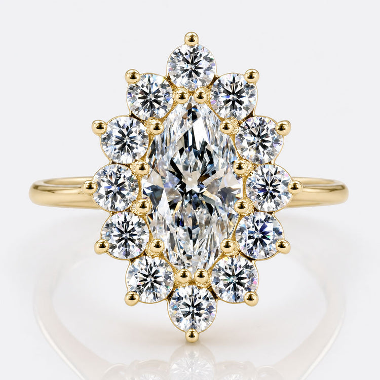 Marquise Cut Lab-Grown Diamond Cluster Halo Engagement Ring 1.5 CT