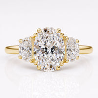 Oval and Half Moon Lab-Grown Diamond Three Stone Ring 2 CT