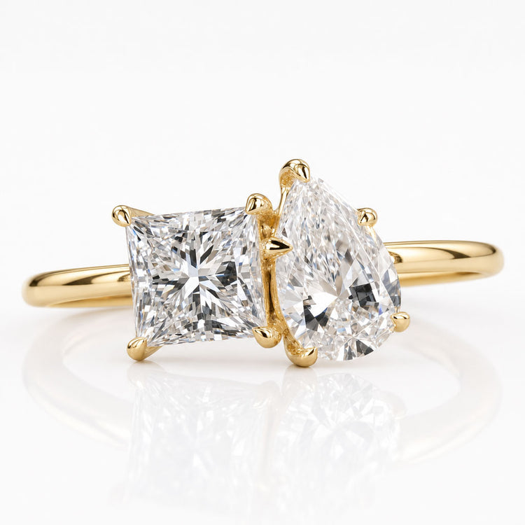 Pear and Princess Cut Lab-Grown Diamond Toi Et Moi Ring 1.6 TW