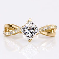Princess Cut Lab-Grown Diamond Twisted Pave Ring 1 CT