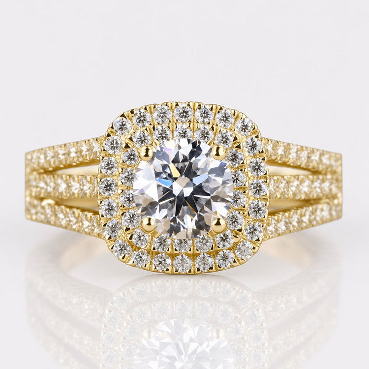 Round Cut Lab-Grown Diamond Double Halo Pavé Ring 0.8 CT