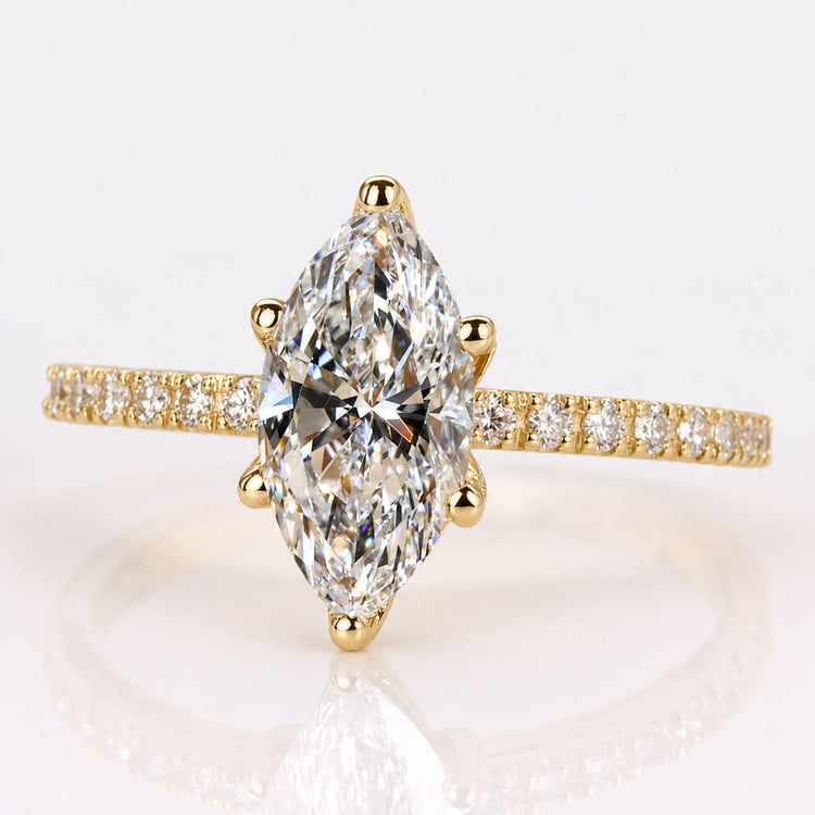 Marquise Cut Lab-Grown Diamond Pavé Ring 1 CT