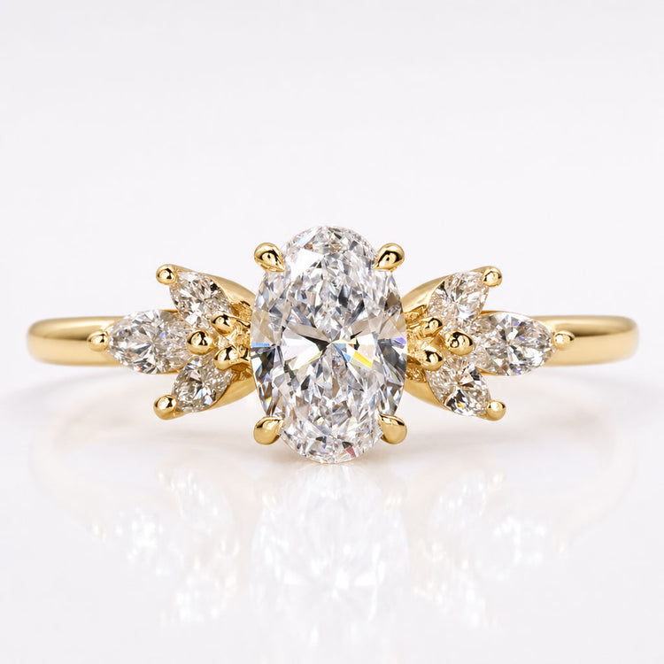 Oval Cut Muse Setting Lab-Grown Diamond Side Stone Ring 0.7 - 2 CT