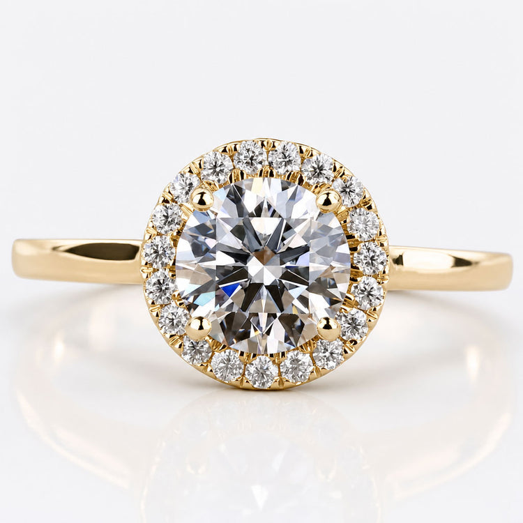 Round Brilliant Cut Lab-Grown Diamond Pavé Halo Ring 1 CT